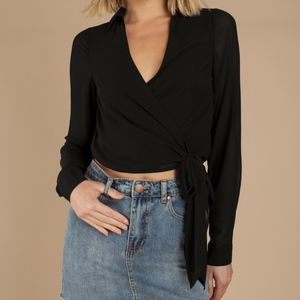 TOBI IT'S A TIE BLACK BLOUSE